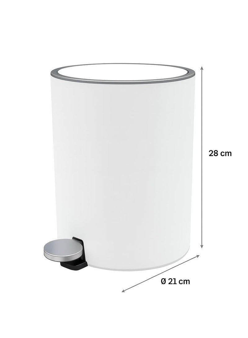 Primanova Pedal Trash Can 5 Liter Acrylic Round Waste Bin With Soft Close Lid And Removable Inner Bucket For Bathroom Bedroom Office 28 cm x 21 cm (Gray) - Image 4
